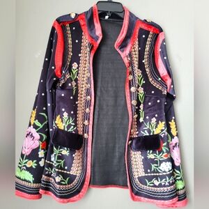 Boho print velvet blazer jacket size S
